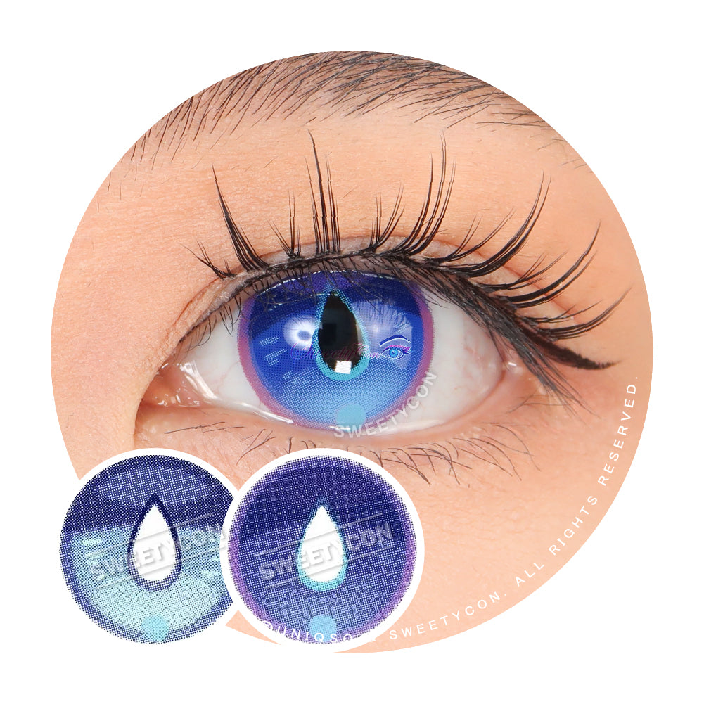 Sweety x Eyesinger Blue Dewdrops (2 lenses/pack)-Colored Contacts-UNIQSO