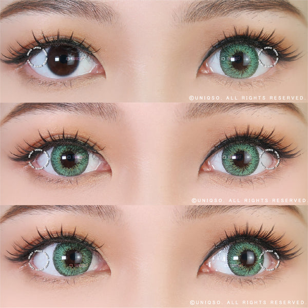 Western Eyes Puffy 3 Tones Green (1 lens/pack)-Colored Contacts-UNIQSO