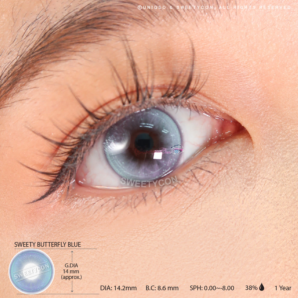 Sweety Butterfly Blue (1 lens/pack)-Colored Contacts-UNIQSO