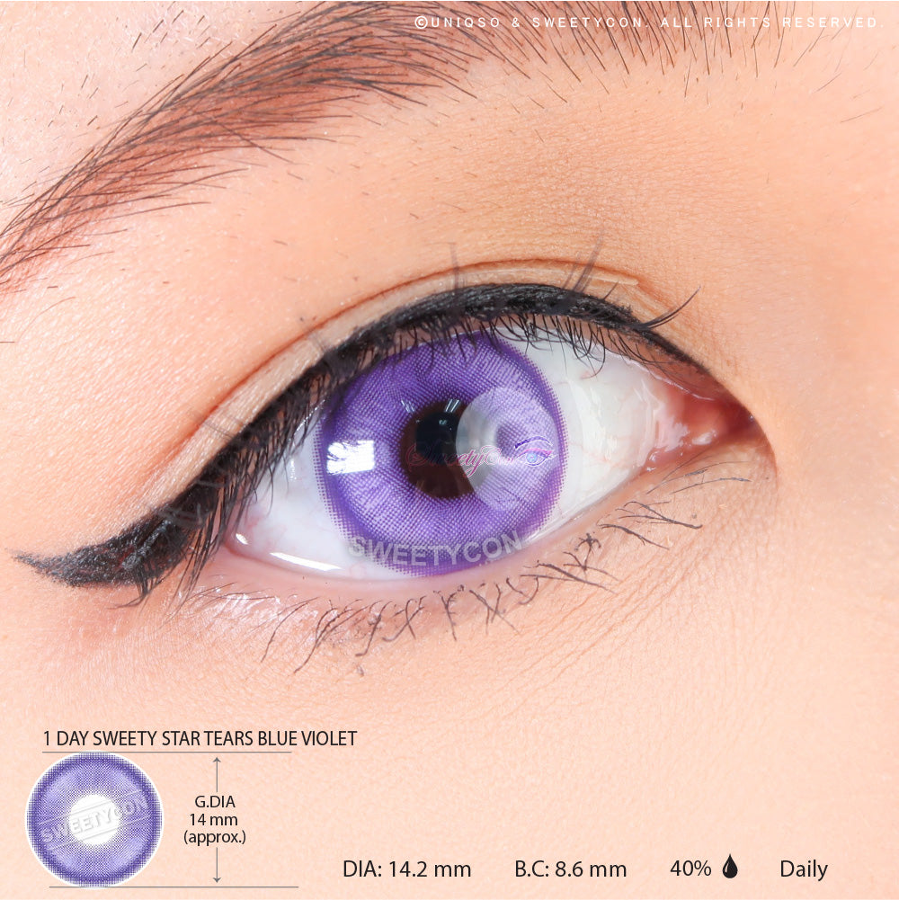 1 Day Sweety Star Tears Blue Violet (2 or 10 lenses/pack)-Colored Contacts-UNIQSO