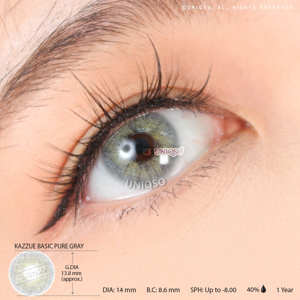 Kazzue Basic Pure Gray (1 lens/pack)-Colored Contacts-UNIQSO