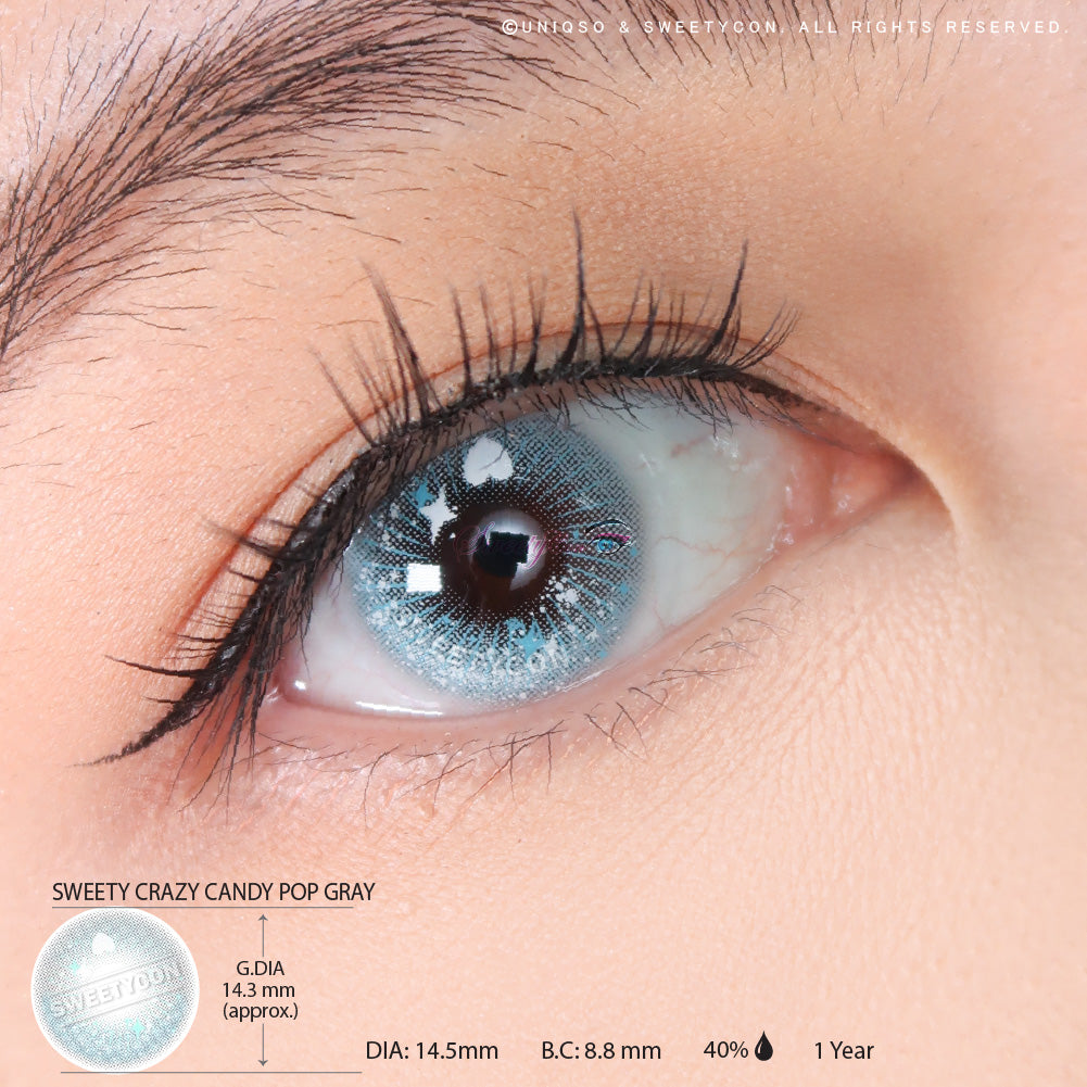 Sweety Crazy Candy Pop Gray (1 lens/pack)-Colored Contacts-UNIQSO
