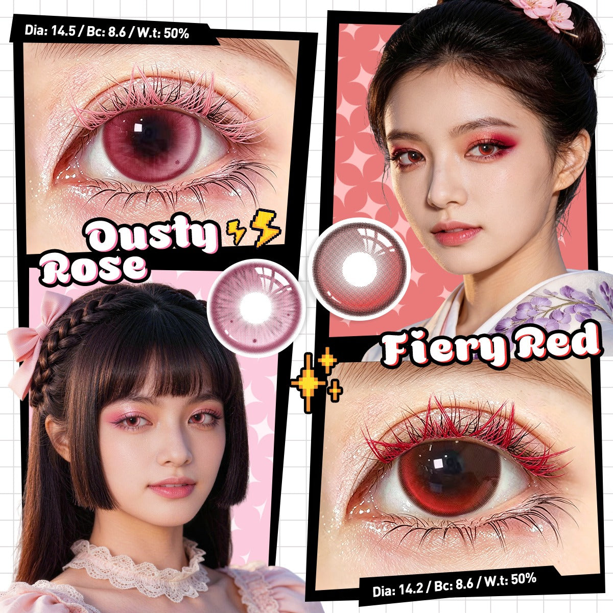 Sweety Dust Rose (1 lens/pack)-Crazy Contacts-UNIQSO