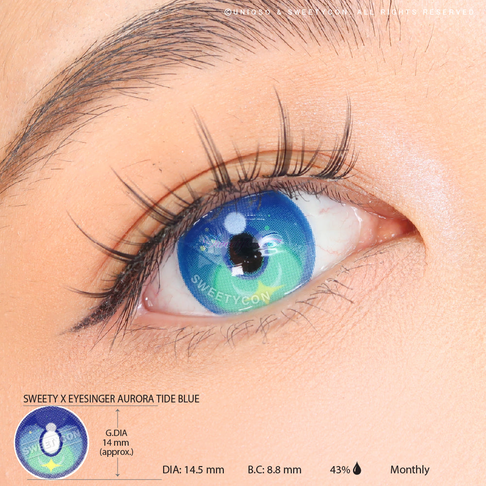 Sweety x Eyesinger Aurora Tide Blue (2 lenses/pack)-Colored Contacts-UNIQSO