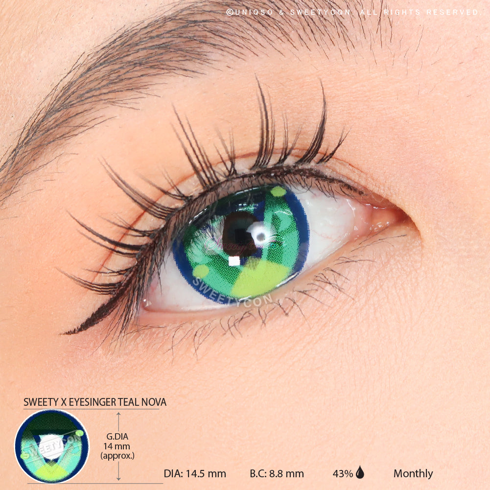 Sweety x Eyesinger Teal Nova (2 lenses/pack)-Colored Contacts-UNIQSO