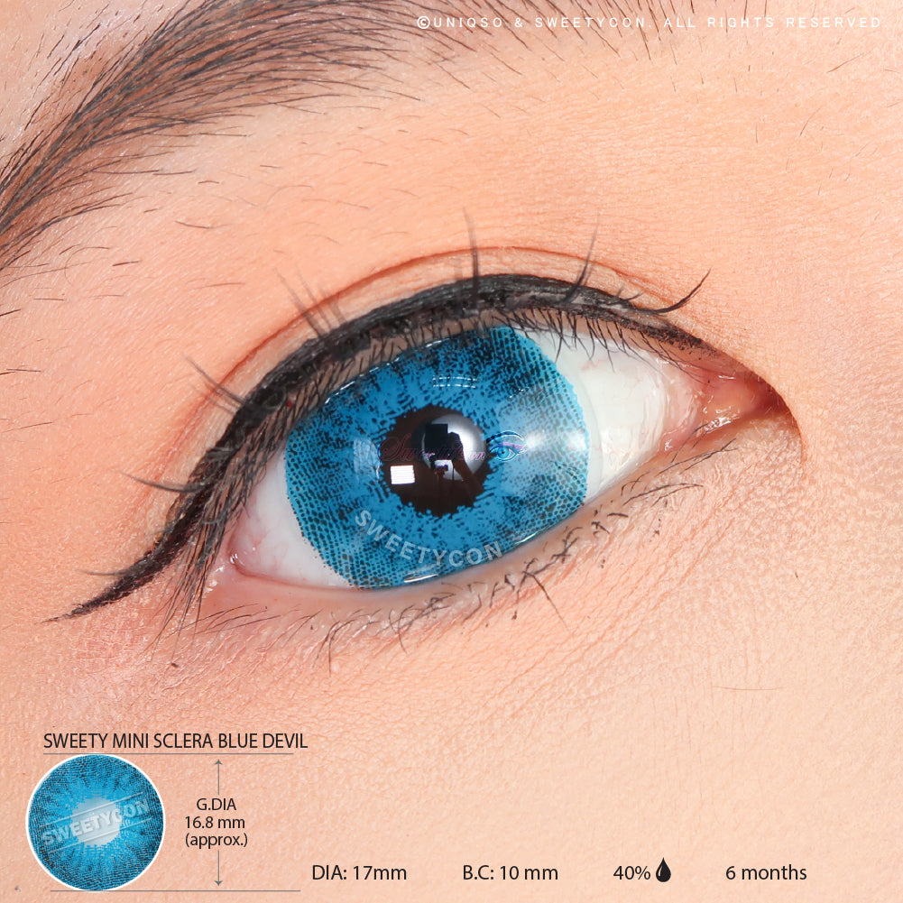 Sweety Mini Sclera Blue Devil (1 lens/pack)-Mini Sclera Contacts-UNIQSO