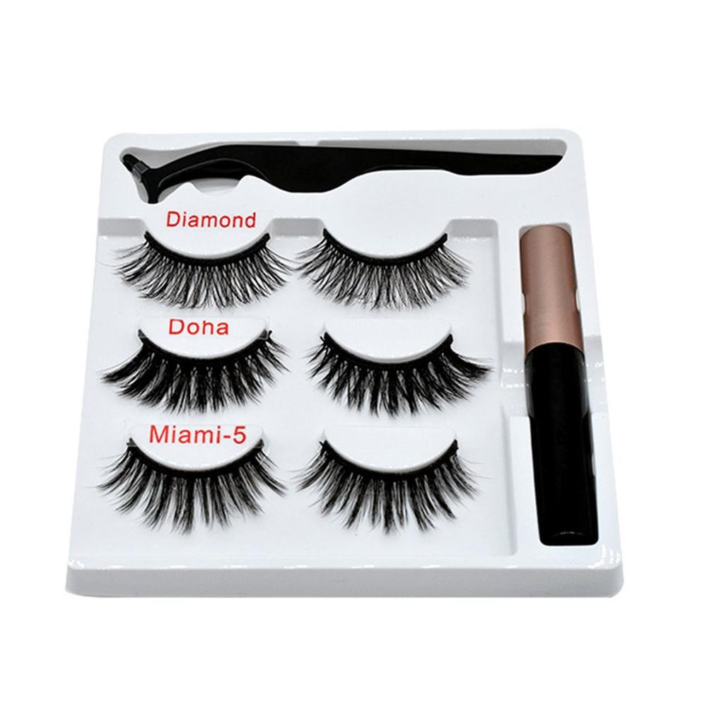 Mixed Designs Faux Mink Magnetic Eyelashes Kit Set (3 Pairs)-Magnetic Eyelash-UNIQSO