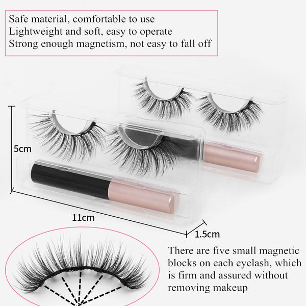 Natural Long Faux Mink Magnetic Eyelashes With Eyeliner-Magnetic Eyelash-UNIQSO