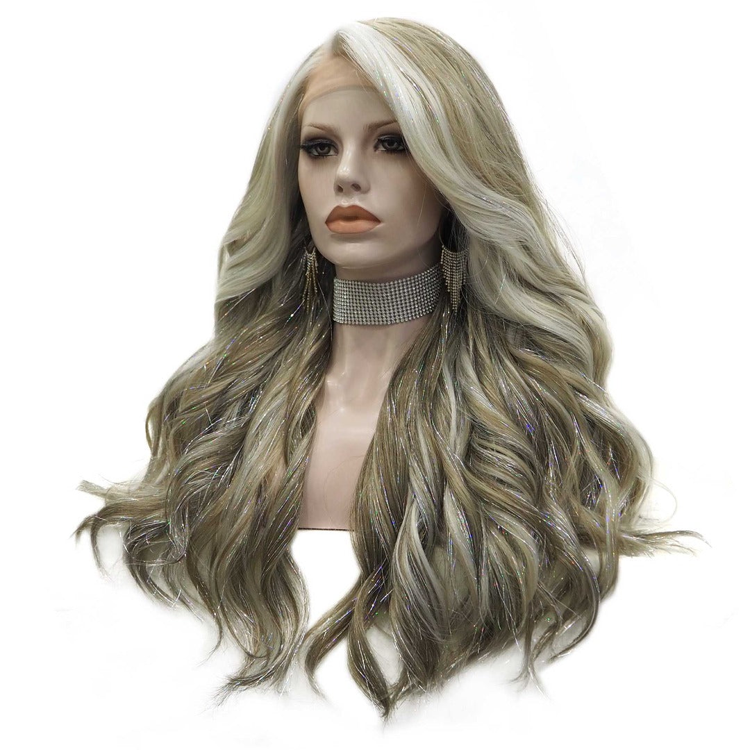 Premium Wig - Long Tinsel Grey Ombre Lace Front Wig-Lace Front Wig-UNIQSO