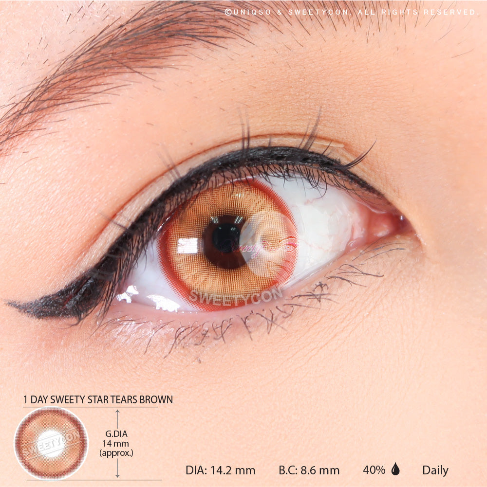 1 Day Sweety Star Tears Brown (2 or 10 lenses/pack)-Colored Contacts-UNIQSO