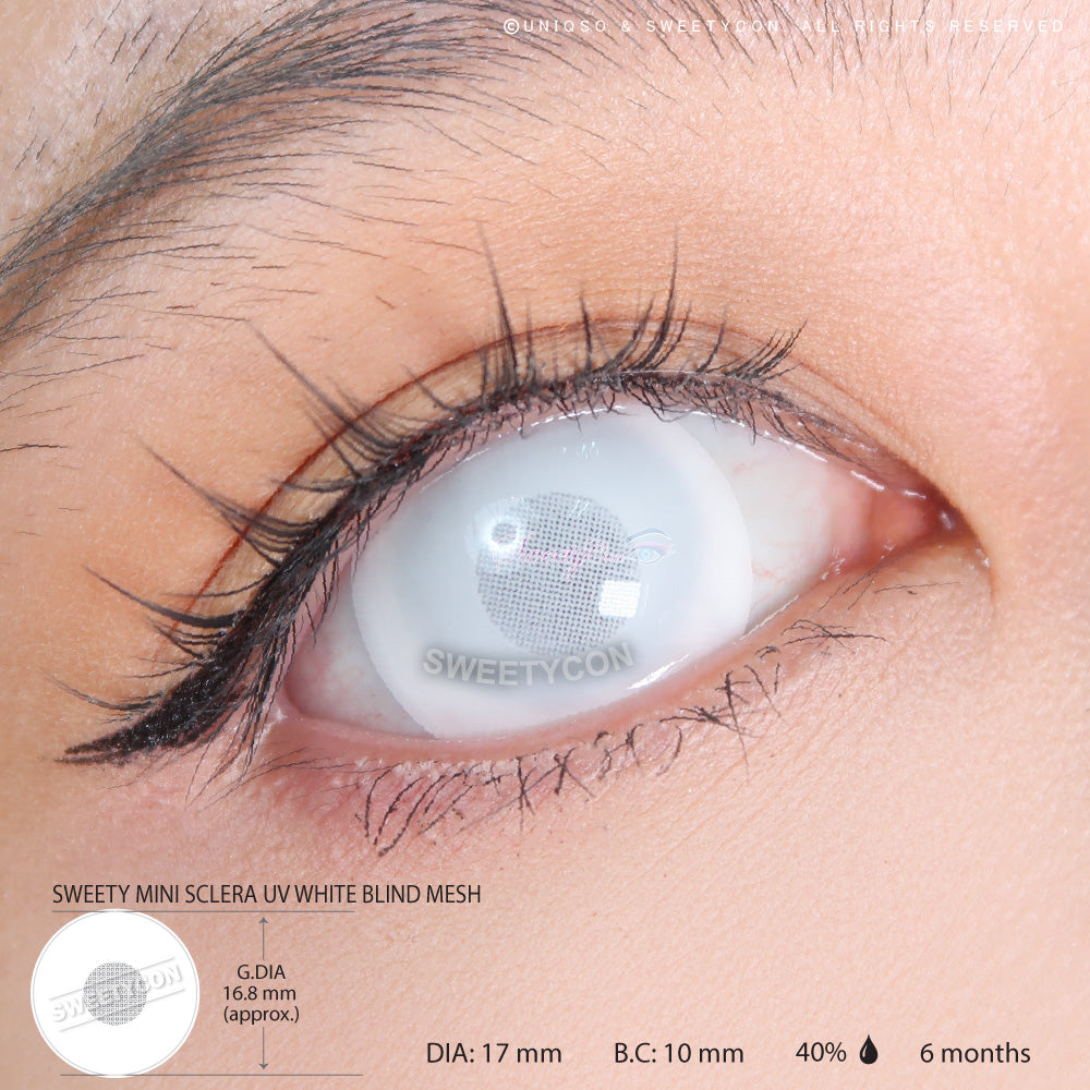 Sweety UV Mini Sclera White Blind Mesh | Cosplay Contacts – UNIQSO