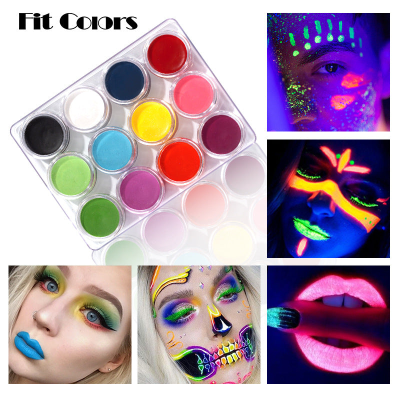 Fit Colors 12-Color Fluorescent Color Painting Set-Makeup Palette-UNIQSO