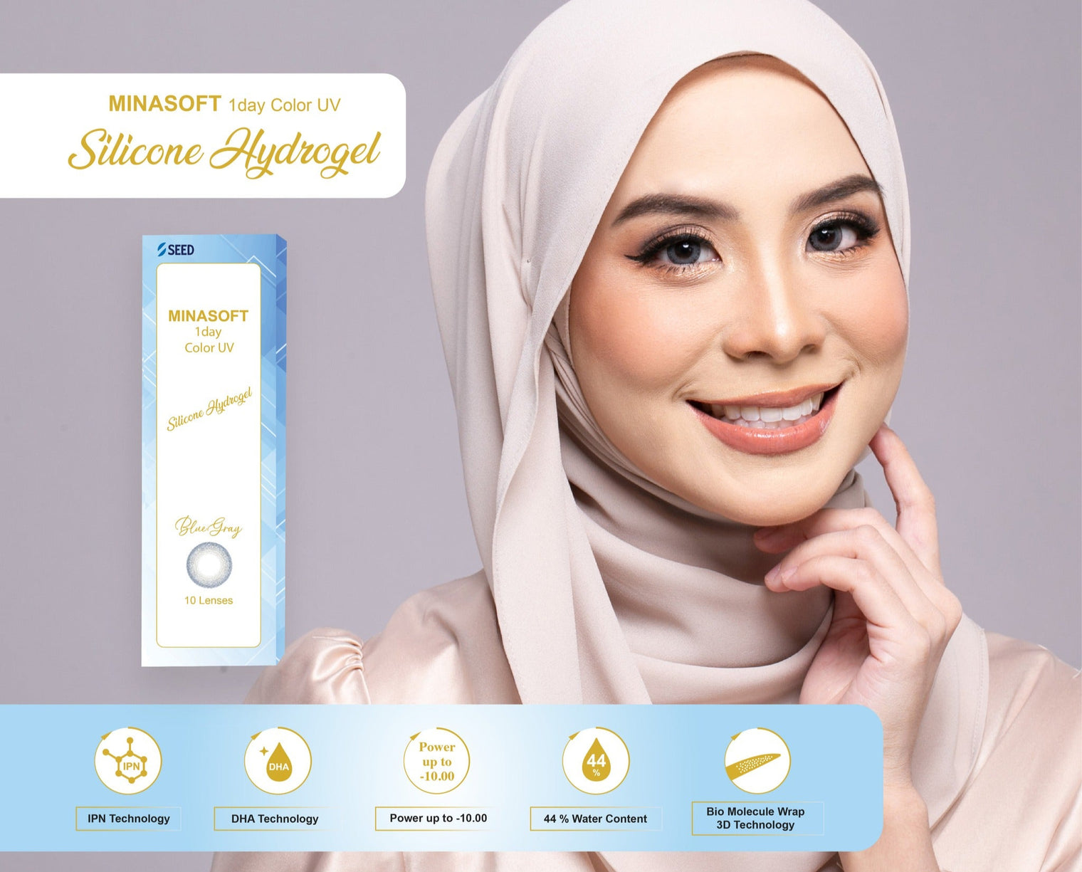 SEED Minasoft 1 day Color UV - Blue Gray-Colored Contacts-UNIQSO