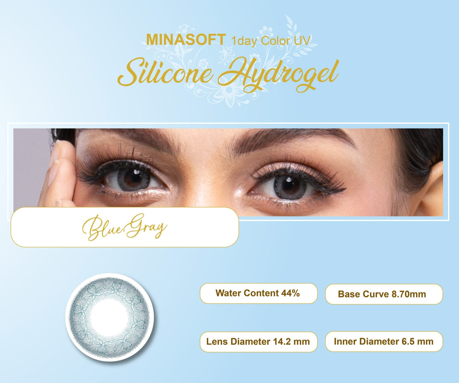 SEED Minasoft 1 day Color UV - Blue Gray-Colored Contacts-UNIQSO