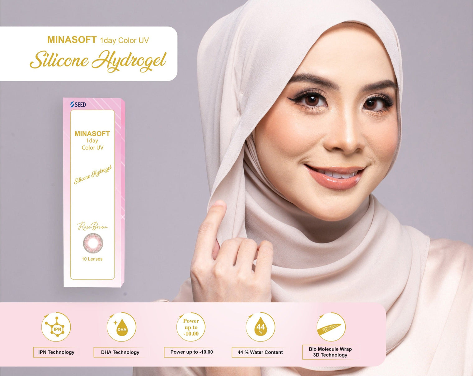 SEED Minasoft 1 day Color UV - Rose Brown-Colored Contacts-UNIQSO