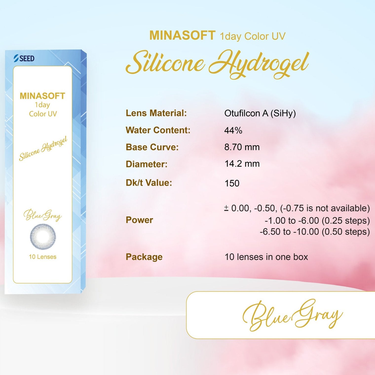 SEED Minasoft 1 day Color UV - Blue Gray-Colored Contacts-UNIQSO