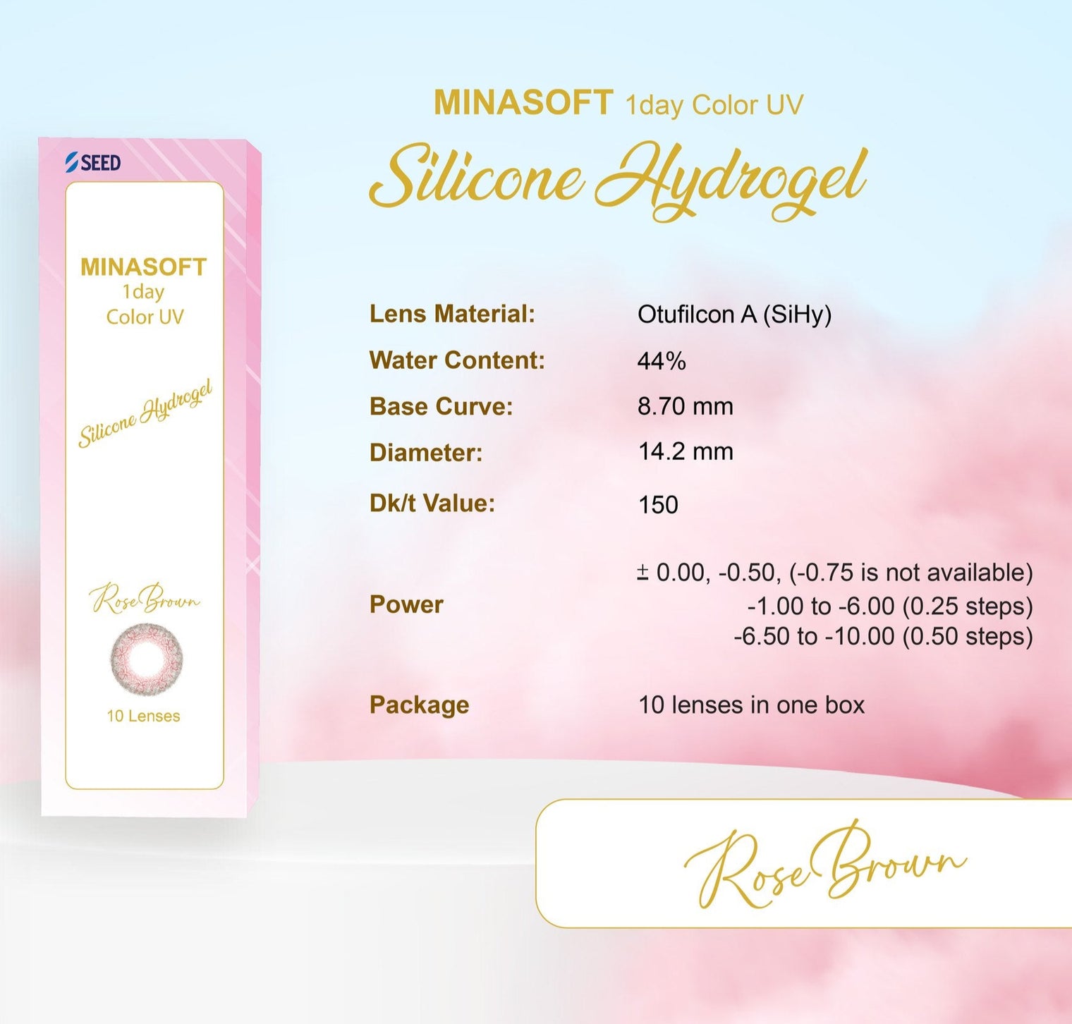 SEED Minasoft 1 day Color UV - Rose Brown-Colored Contacts-UNIQSO