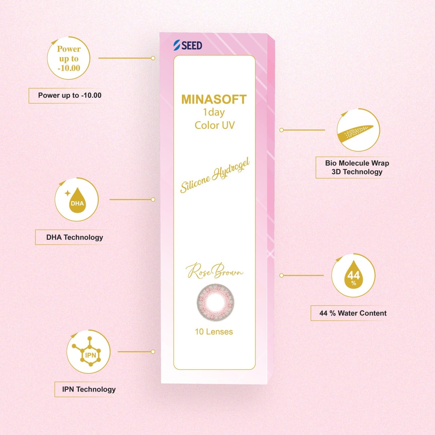 SEED Minasoft 1 day Color UV - Rose Brown-Colored Contacts-UNIQSO