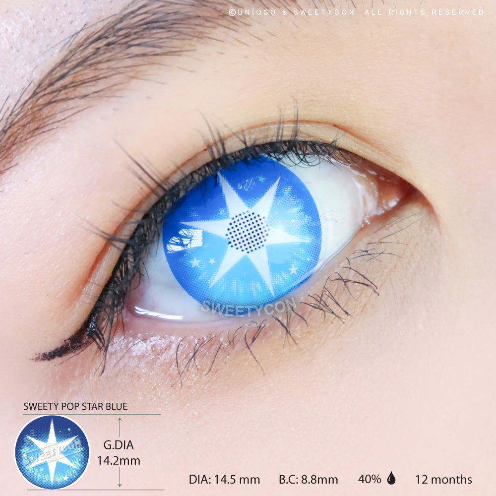 Sweety Pop Star Blue | Blue Star Colored Contacts | Oshi no
