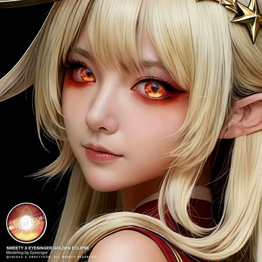 Sweety x Eyesinger Golden Eclipse (2 lenses/pack)-Colored Contacts-UNIQSO