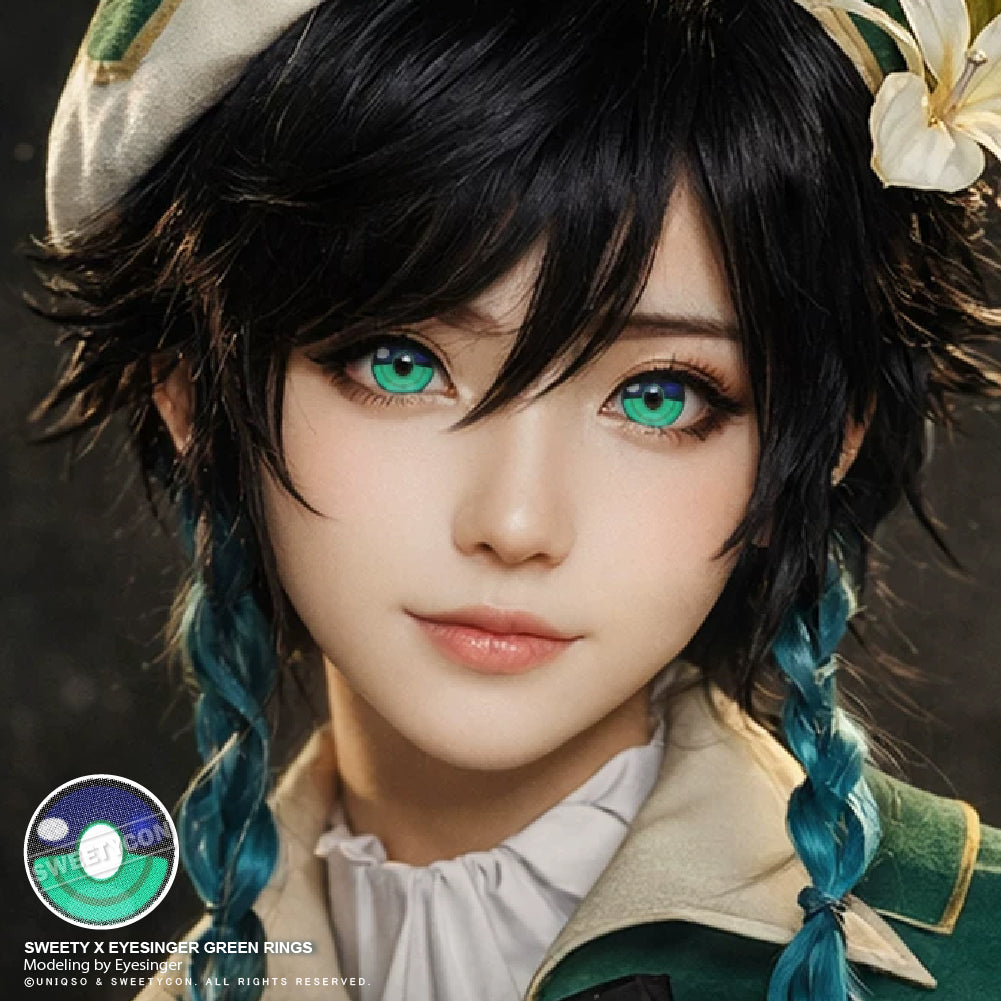 Sweety x Eyesinger Green Rings (2 lenses/pack)-Colored Contacts-UNIQSO