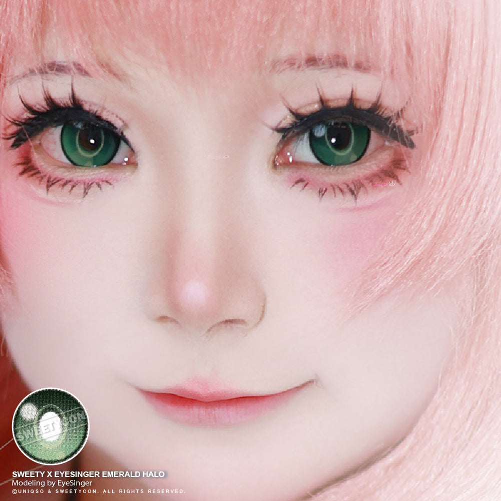 Sweety x Eyesinger Emerald Halo (2 lenses/pack)-Colored Contacts-UNIQSO