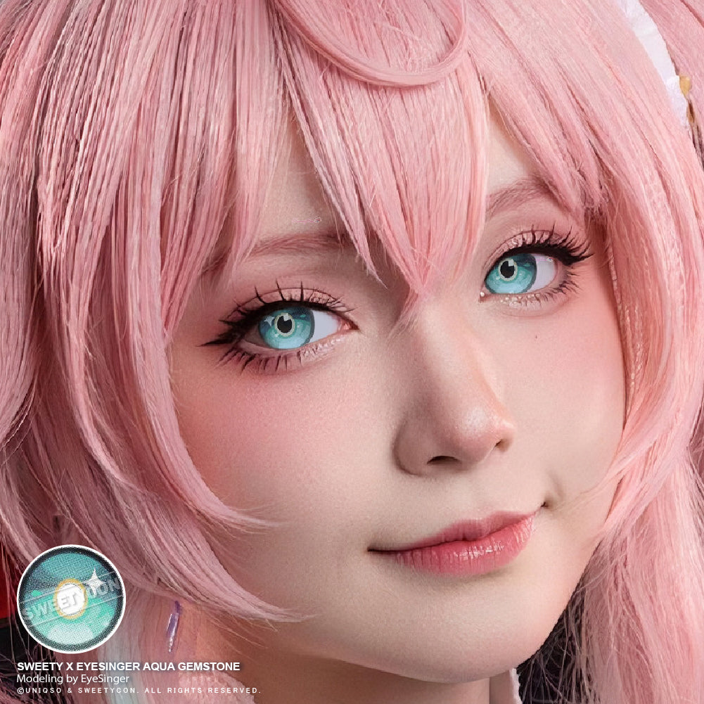 Sweety x Eyesinger Aqua Gemstone (2 lenses/pack)-Colored Contacts-UNIQSO