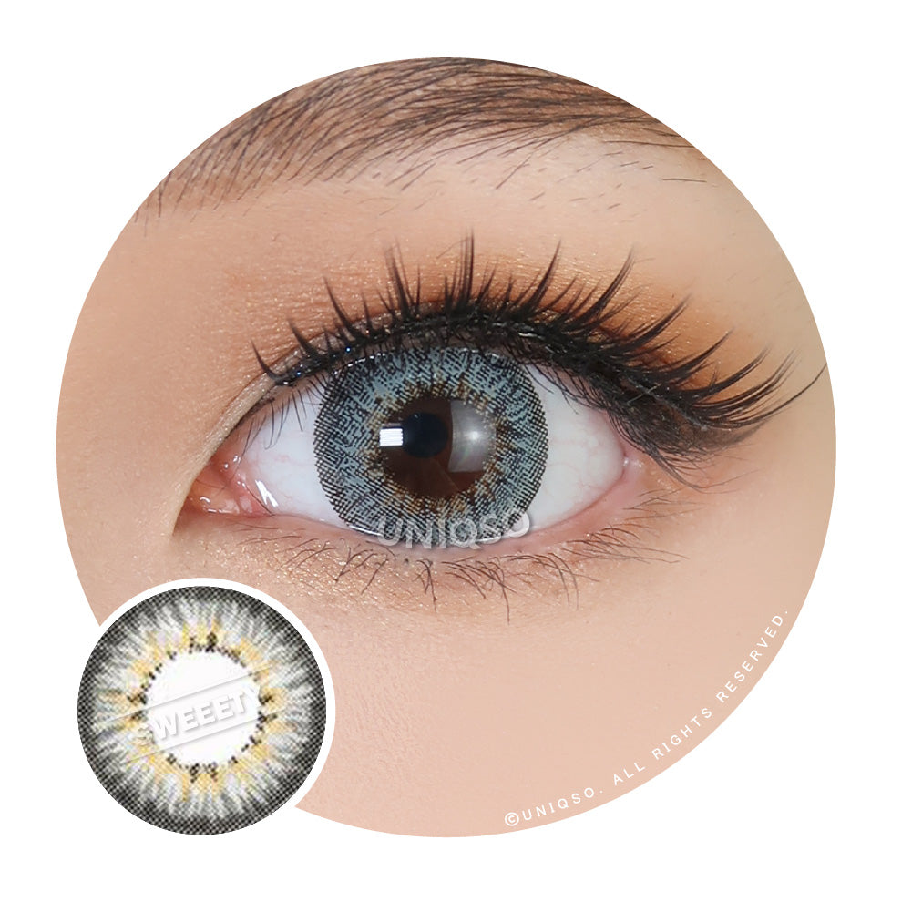 Captivate with Cute Western Eyes Puffy Grey Colored Contact Lenses UNIQSO