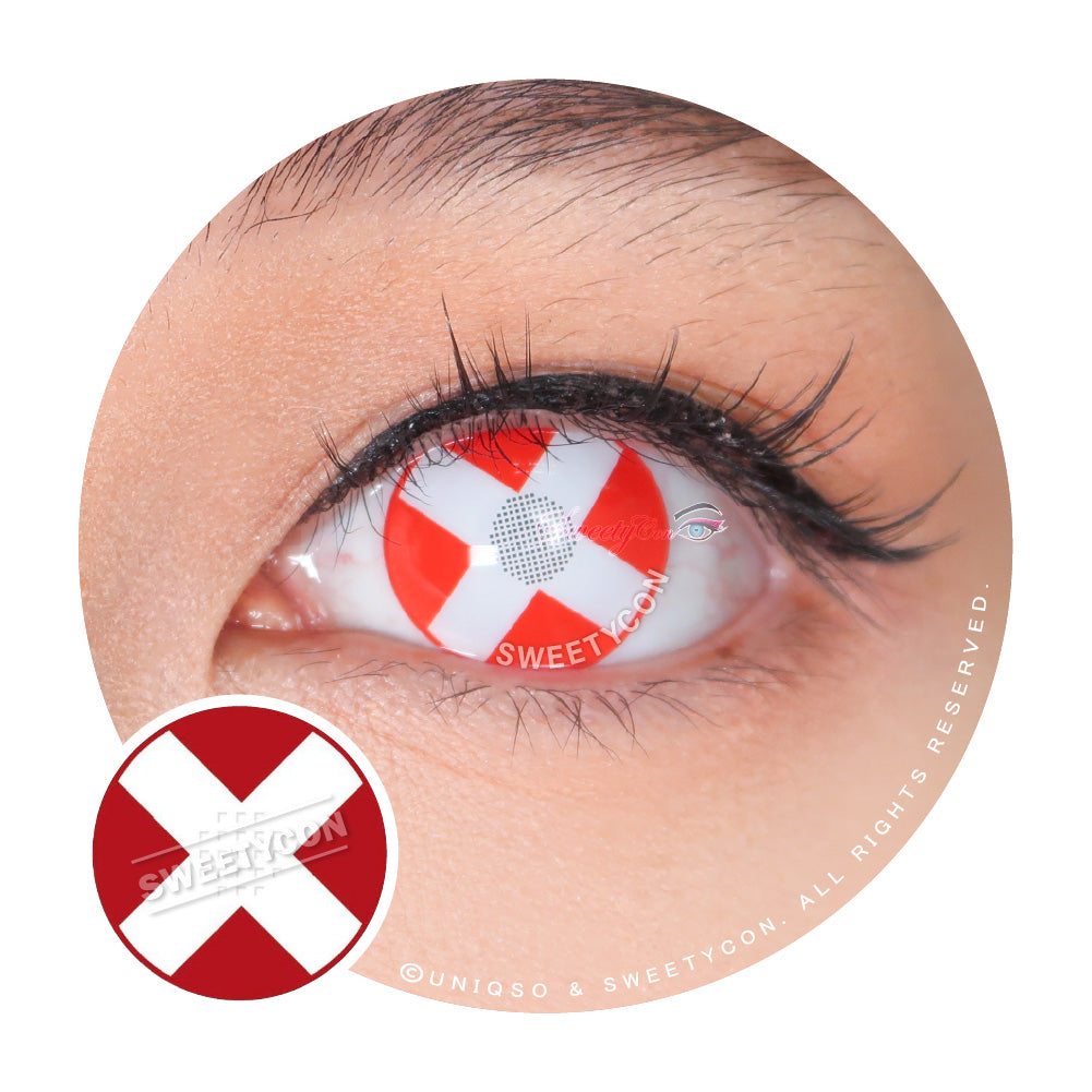 心ᑦᑋᵃᵑ*୨୧*˚·♡ Sweety Crazy White Cross Red Eye Halloween Contacts – UNIQSO