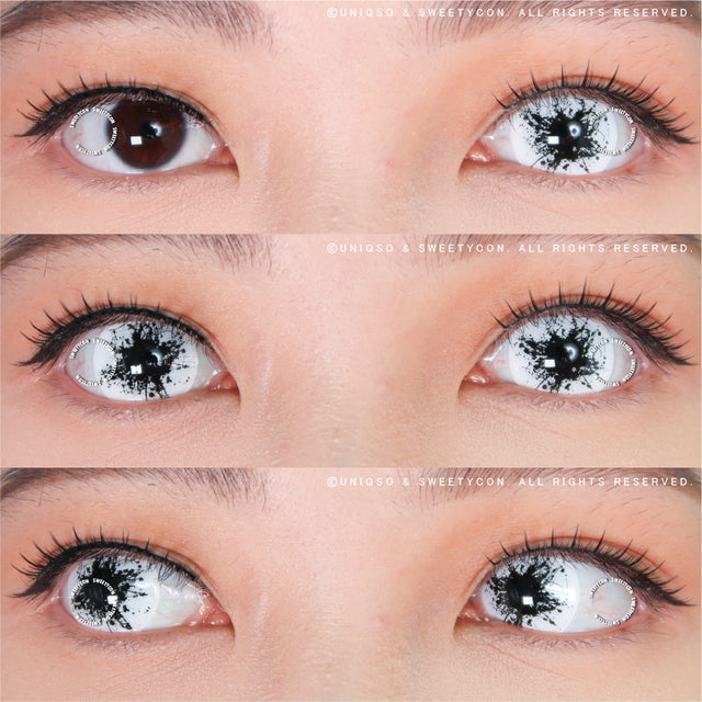 Sweety Mini Sclera Black Splash (1 lens/pack)-Mini Sclera Contacts-UNIQSO