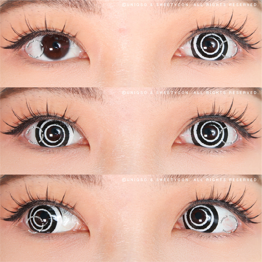 Sweety Mini Sclera Black Spiral (1 lens/pack)-Mini Sclera Contacts-UNIQSO
