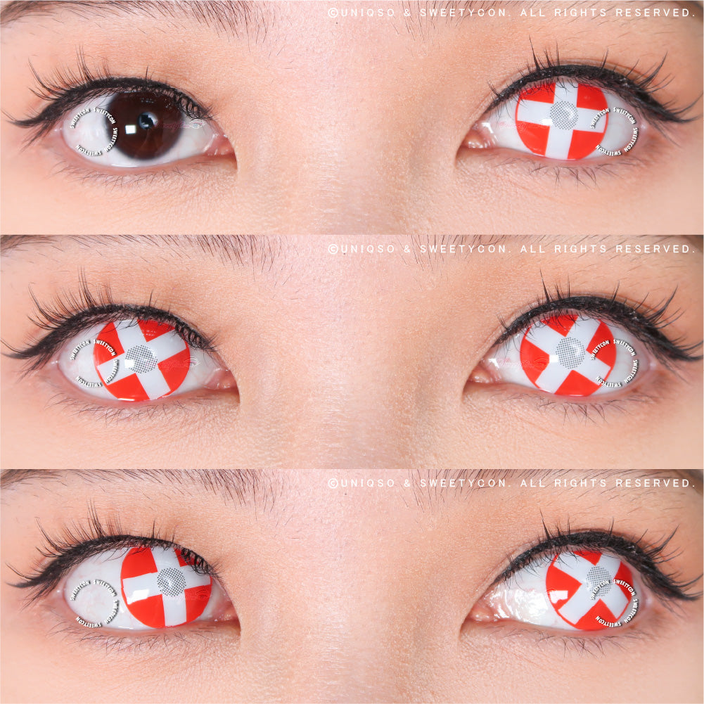 Sweety Crazy White Cross Red Eye Halloween Contacts – UNIQSO