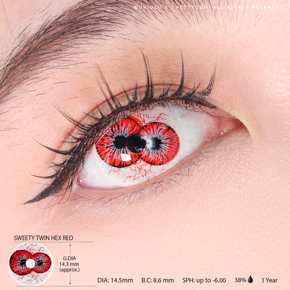 Sweety Crazy Twin Hex Red | Halloween Contacts With Prescription