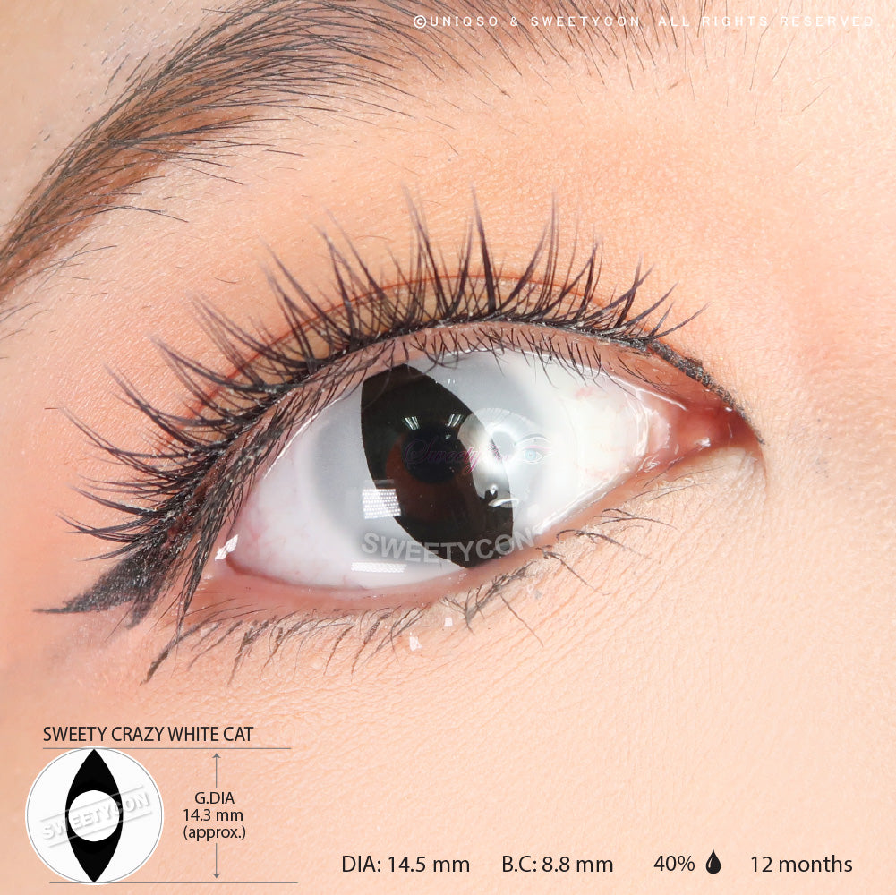 Sweety Crazy UV White Cat | Glow In The Dark Color Contacts – UNIQSO