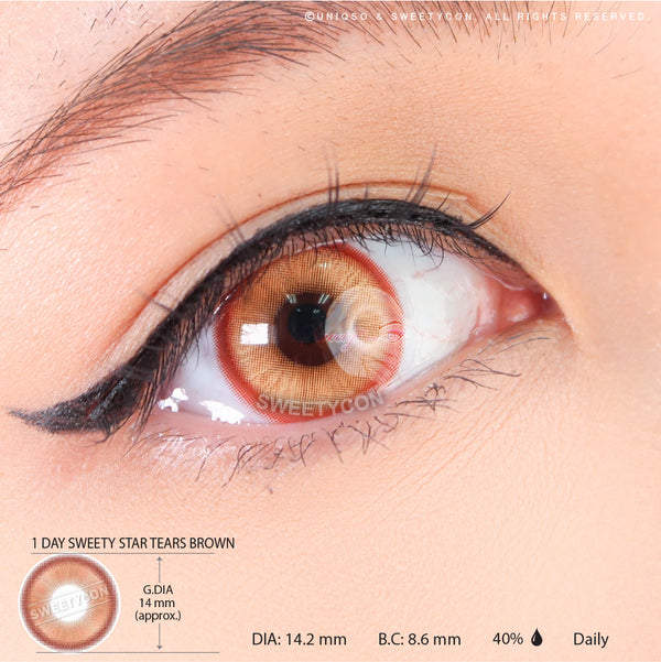 1 Day Sweety Star Tears Brown (10 lenses/pack)-Colored Contacts-UNIQSO