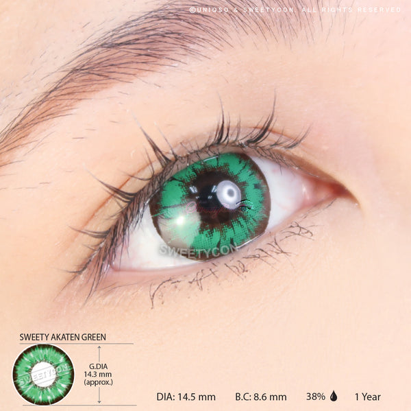 Sweety Akaten Green (1 lens/pack)-Colored Contacts-UNIQSO