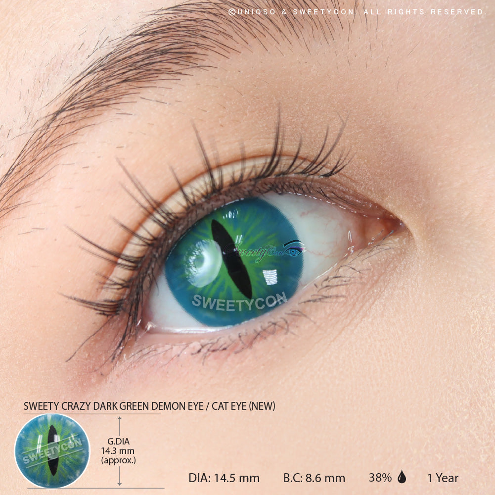 Sweety Crazy Dark Green Demon Eye / Cat Eye (New) (1 lens/pack