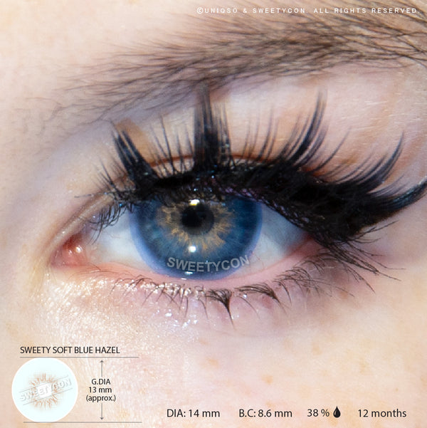 Sweety Soft Blue Hazel (1 lens/pack)-Colored Contacts-UNIQSO