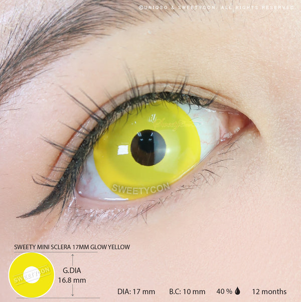 Sweety Mini Sclera UV Glow Yellow (1 lens/pack)-Mini Sclera Contacts-UNIQSO