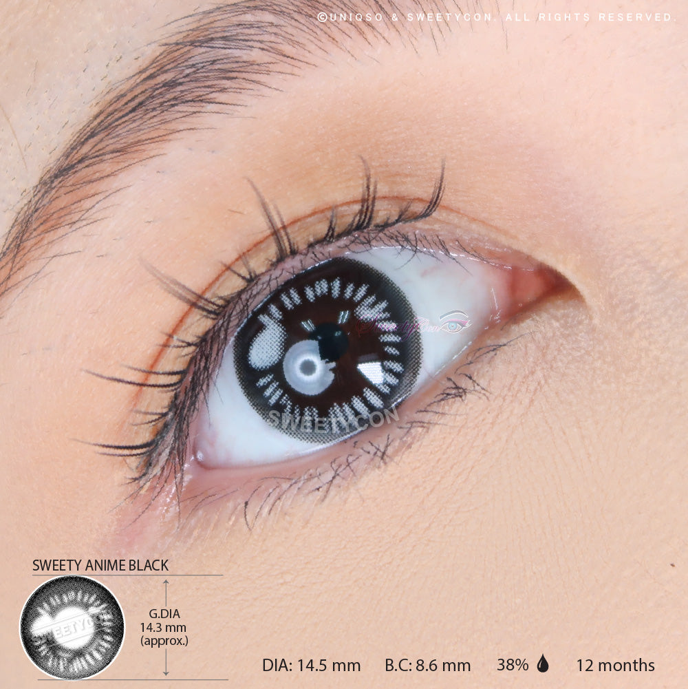 Sweety Anime Black (1 lens/pack) [Exp: 06/2026]-Colored Contacts-UNIQSO