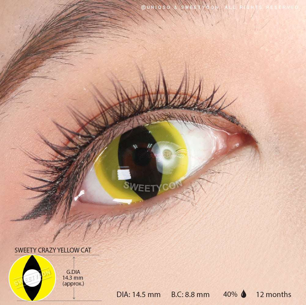 Sweety Crazy UV Yellow Cat | Glow In The Dark Color Contacts – UNIQSO