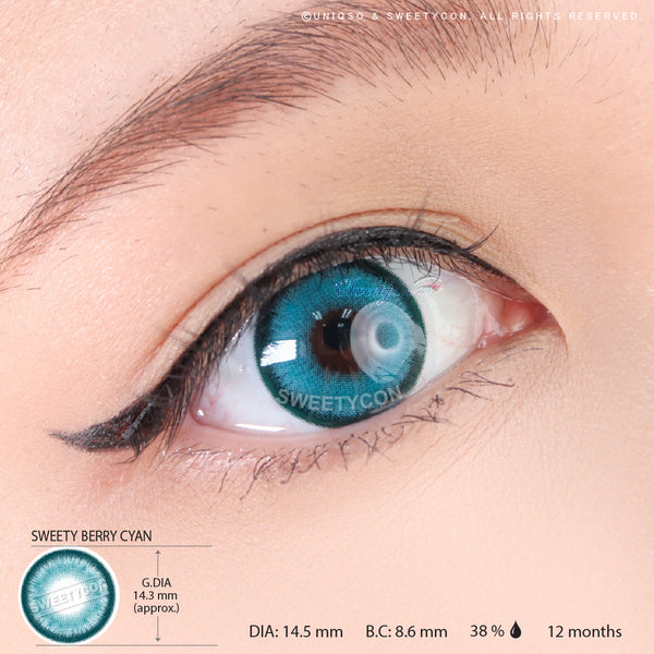 Sweety Berry Cyan (1 lens/pack)-Colored Contacts-UNIQSO