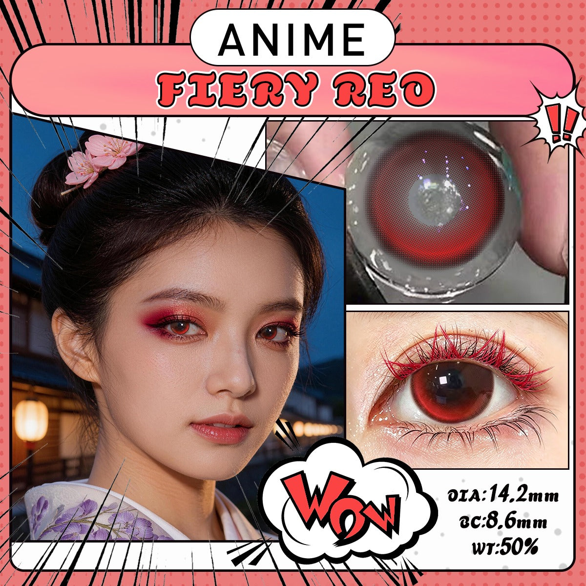 Sweety Crazy Fiery Red (1 lens/pack)-Crazy Contacts-UNIQSO