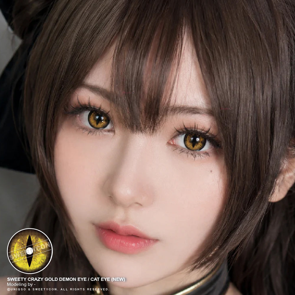 Sweety Crazy Gold Demon Eye / Cat Eye (New) (1 lens/pack)-Crazy Contacts-UNIQSO