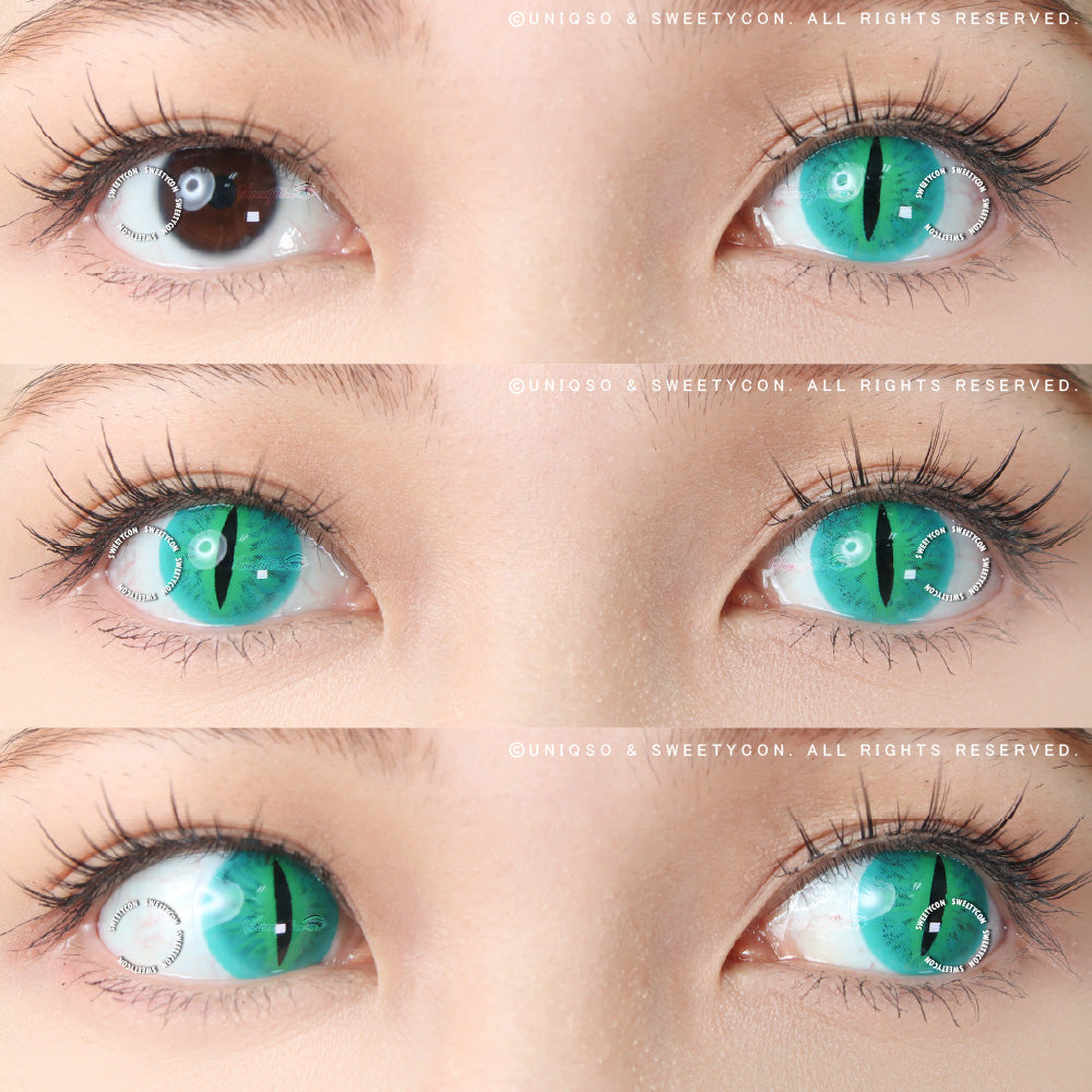 Green Cat Eye Contacts | Demon Eye Contacts | With Prescription