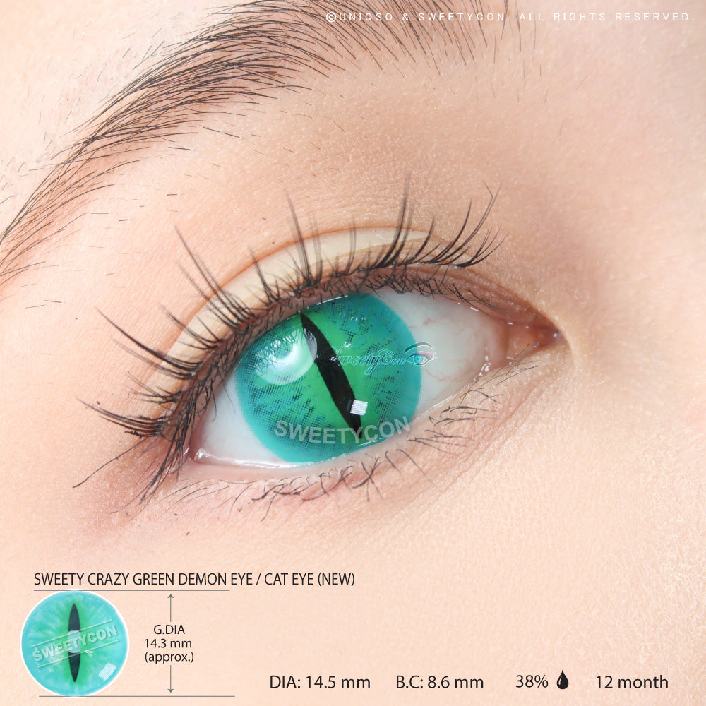 Green Cat Eye Contacts | Demon Eye Contacts | With Prescription
