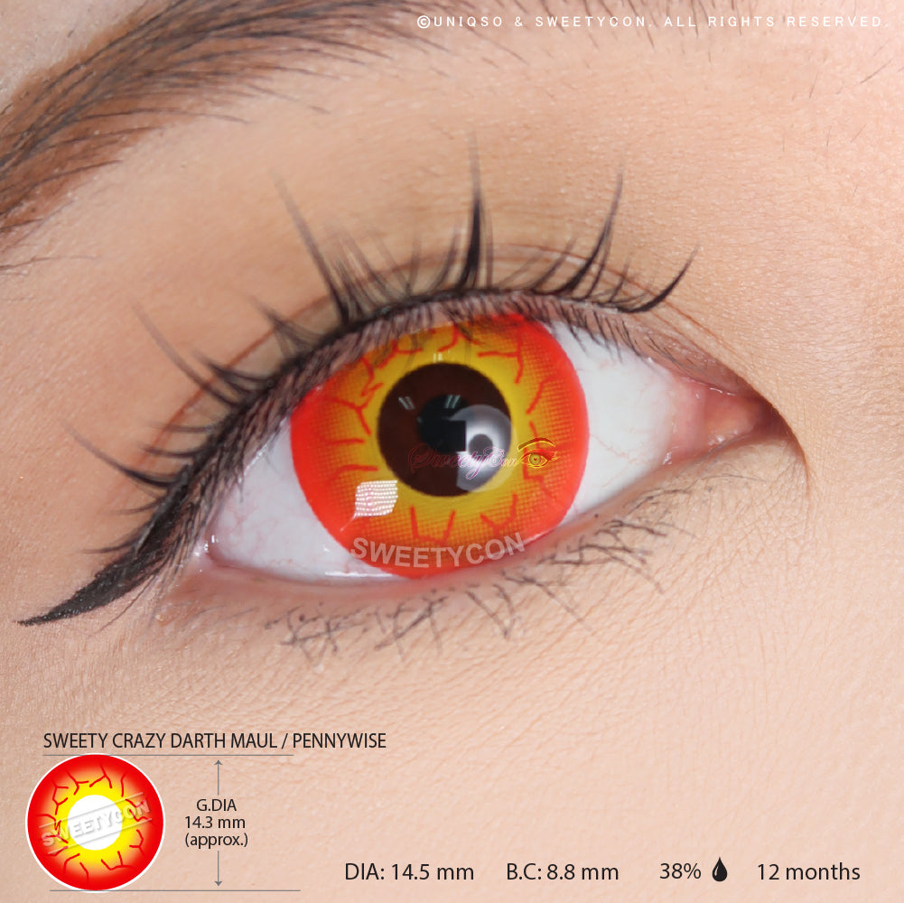 Sweety Crazy Inferno Vein | Bright Orange Colored Contacts-Fast