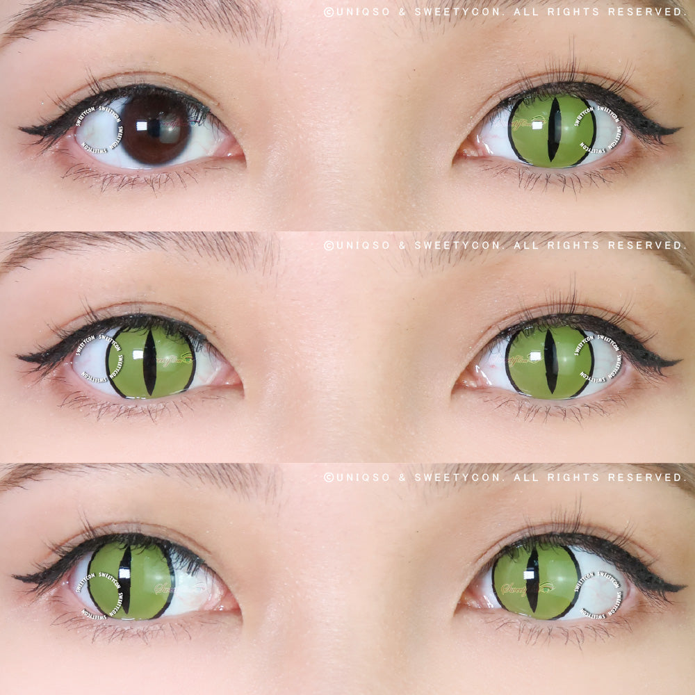 Yellow Cat Eye Black Slit Anime Cosplay Contacts-UNIQSO