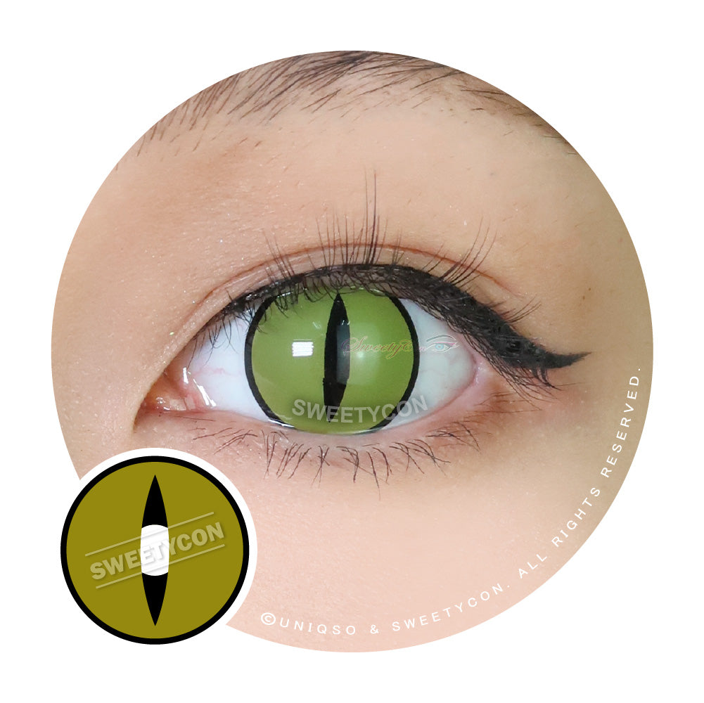Yellow Cat Eye Black Slit Anime Cosplay Contacts-UNIQSO