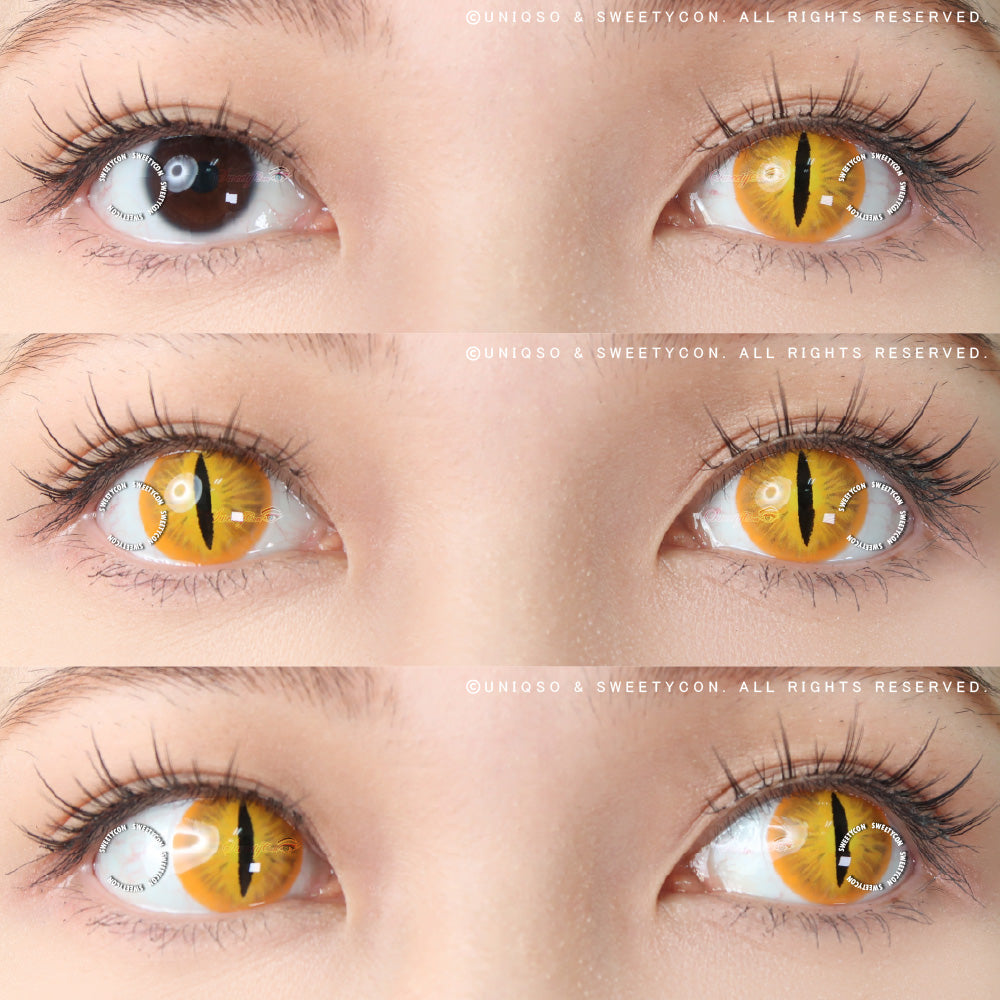 愛探眼影、リムキャット 8枚セット Orange Cat Eye Contacts | Demon Eye Contacts | With Prescription